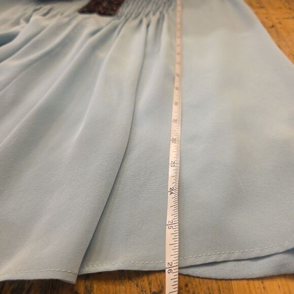 BAILEY 44 Powder Blue Silk Sleeveless Blouse Size Large Beaded Pintuck Pleating - Picture 6 of 8
